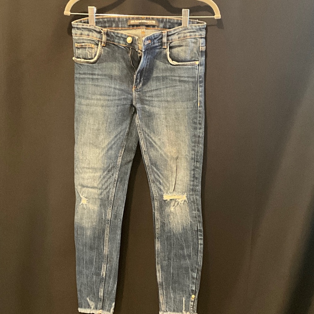 Zara Faded Denim Jeans with Distressed Details